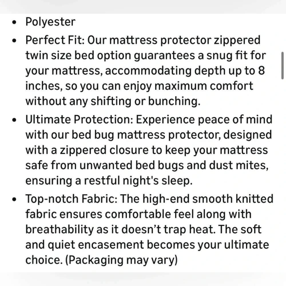 Mattress Encasement TWIN 8” Waterproof Bed‎ Bug Proof Zip Guard